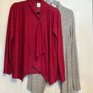 Serra Cardigan Sweaters L Cranberry Gray One Button Casual Career Lightweight